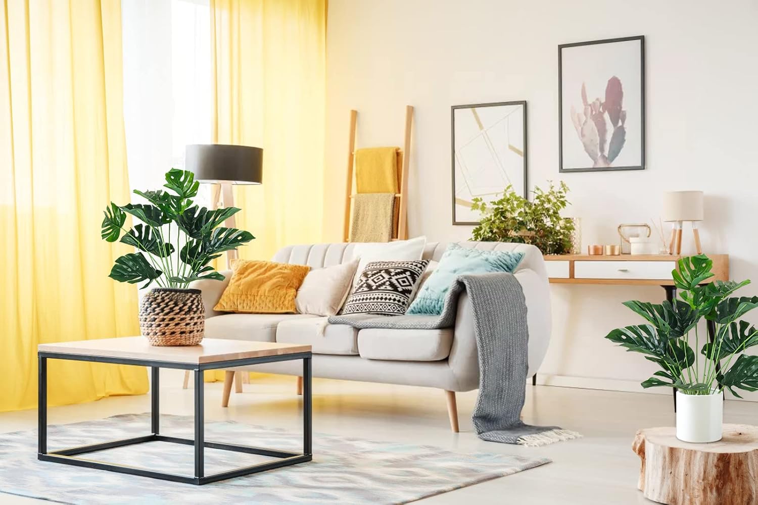 RECUTMS Artificial Palm Tree Leave Plants Faux Large Tropical Monstera Turtle Leaf Indoor Outdoor UV Resistant Fake Plant Greenery Hawaiian Luau Jungle Beach Party Home Garden Spring Summer Decoration