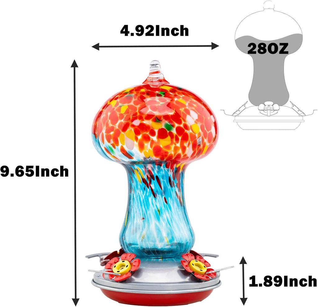 Muse Garden Gifts for Women Hummingbird Feeders for Outdoors Hanging Ant and Bee Proof, Blown Glass Hummingbird Feeder with Ant Moat, Christmas Gardening Gifts for Women Mom, 28OZ, Ocean Sunrise