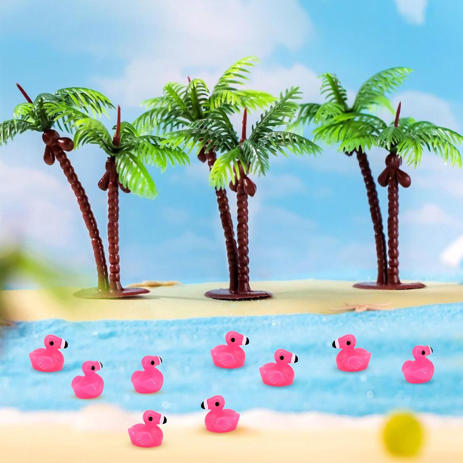 50pcs Mini Resin Flamingo Ducks, Tiny Flamingo Figurines to Hide, Miniature Pink Flamingos Decor for Dollhouse Micro Fairy Garden Landscape DIY Craft