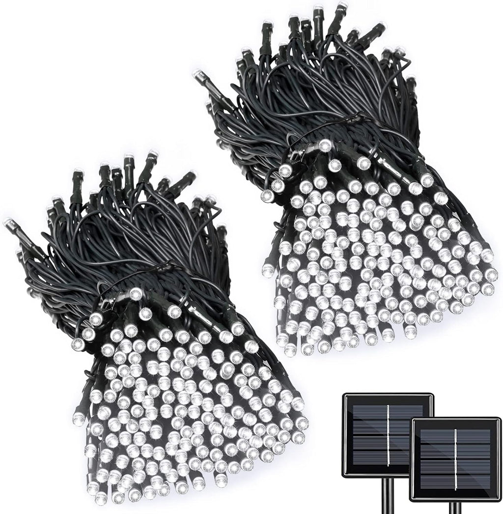 2 Pack Super-Long Solar String Lights Total 170Ft 480 LED 8 Modes Upgraded Solar Powered Outdoor Waterproof Christmas Fairy Lights for Xmas Tree Garden Lawn Wedding Party Decor(White)