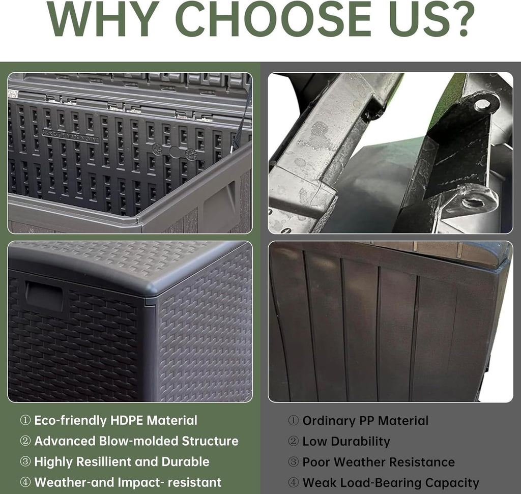 205 Gallon Extra Large Resin Outdoor Storage Box,Waterproof Deck box for Patio Furniture,Garden Tools,Lockable Patio Storage Box,Blow-Molded HDPE