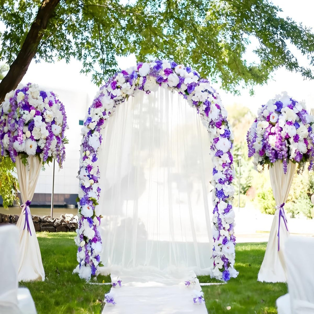 Metal Pergola Arbor,Wedding Arch 4.6 Feet Wide x 7.9 Feet High,Assemble Freely Lightweight Wide Wedding Garden Arbor Bridal Party Decoration White