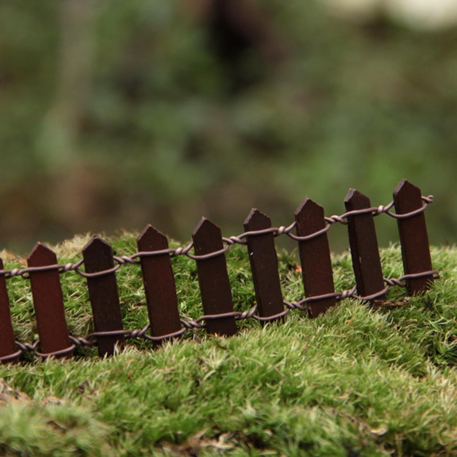 35 Inches Mini Fairy Garden Fence DIY Small Wood Decorative Picket Fence Micro Landscape Miniature Ornaments for Dollhouse, Crafts, Diorama Project, Plant Pot (Brown(2 PCS))