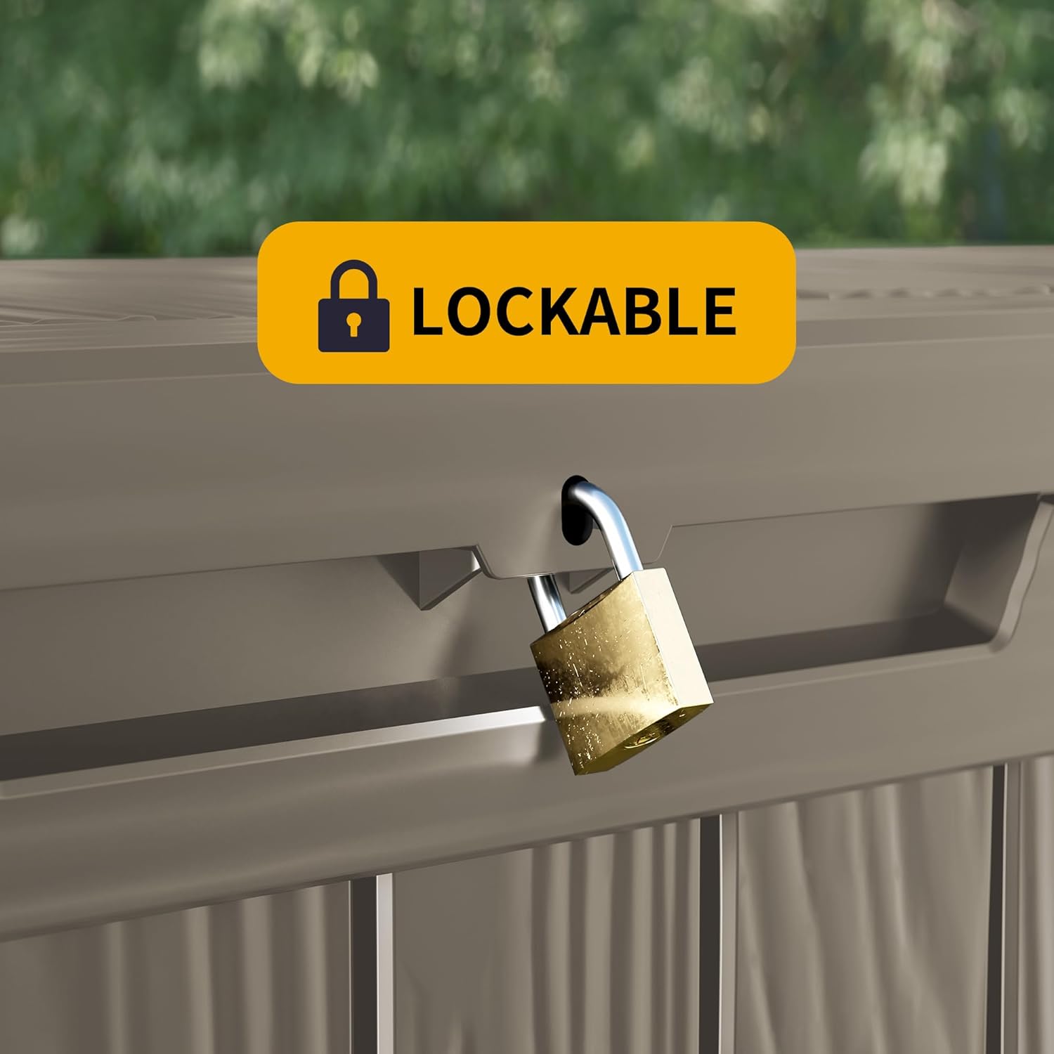 150 Gallon Resin Deck Box, Waterproof Outdoor Storage Bin for Patio Furniture, Pool Accessories, and Garden Tools, Lockable & UV-Resistant, Grey