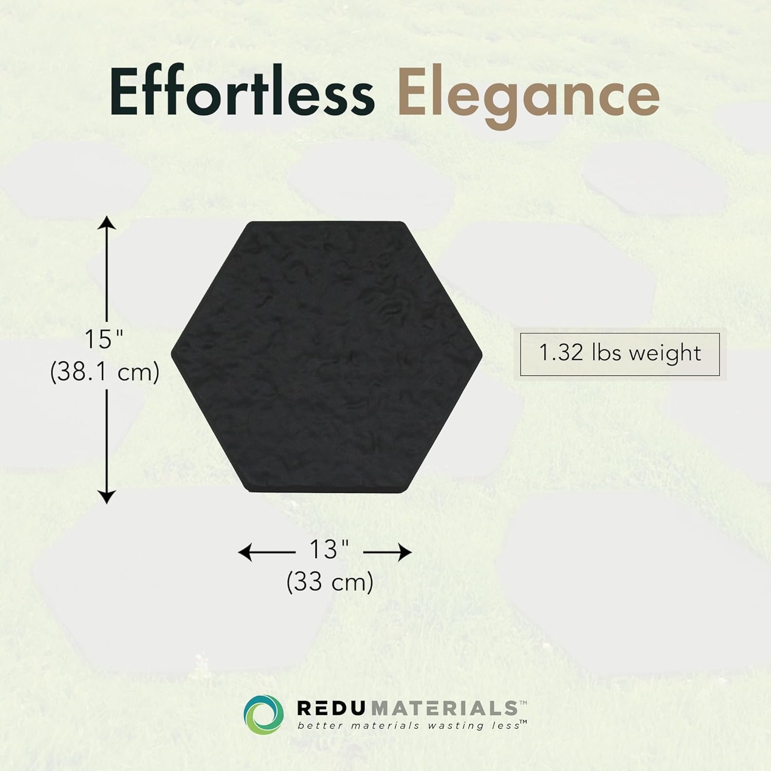 Garden Central 10-Pack 15”x13” Stomp Rubber Stepping Stones, Hexagon, Black – Reversible Non-Slip Outdoor Faux Decorative Set for Landscaping – DIY Decor for Walkways & Yard Pathways