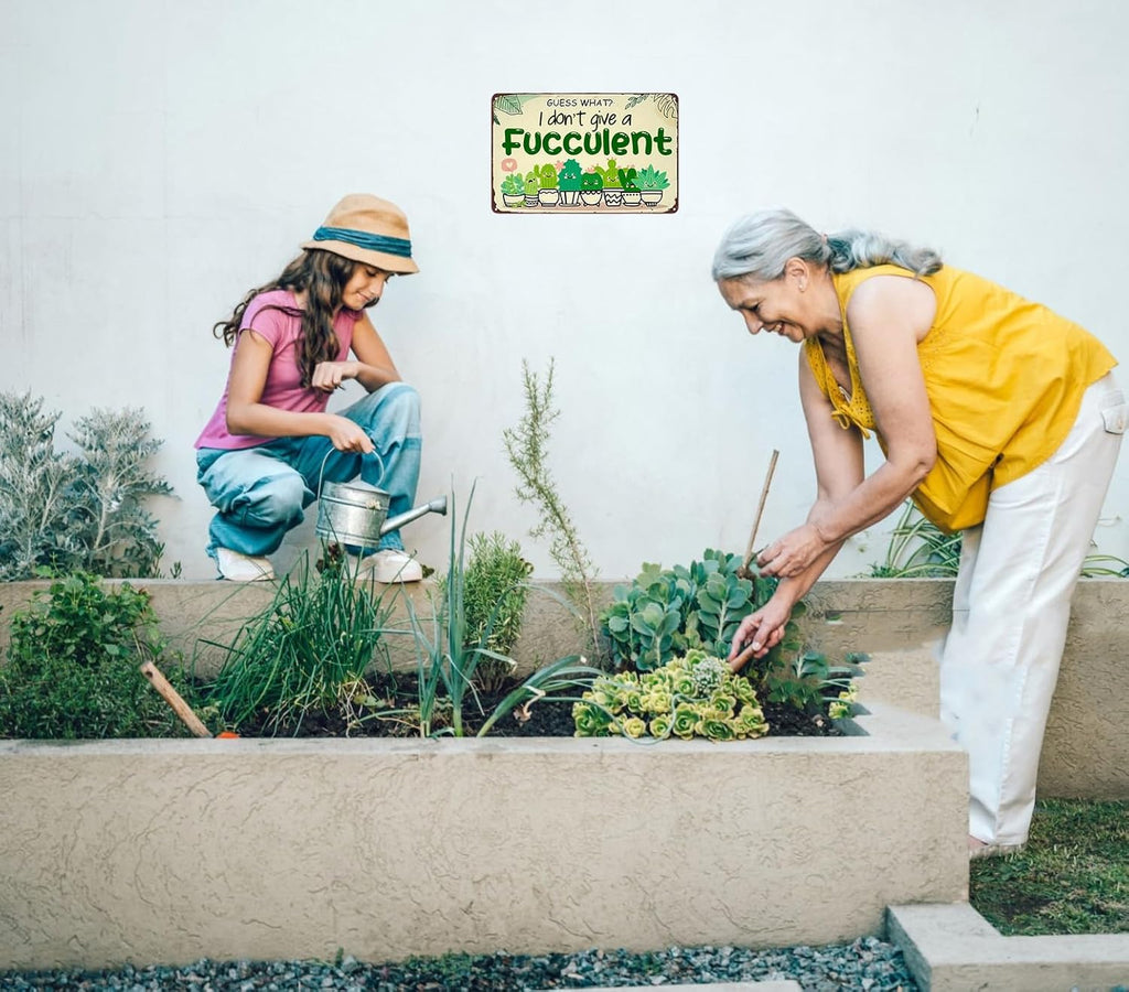 Bestylez Garden Gifts Vintage I Don't Give A Succulent Gardening Signs for Home Garden Greenhouse Living Room Bedroom Yard Outdoor Decor 8X12 Inch (3363)