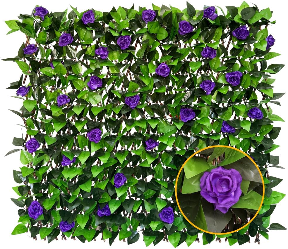 Expandable Fence Privacy Screen for Balcony Patio Outdoor,Decorative Faux Ivy Fencing Panel,Artificial Hedges