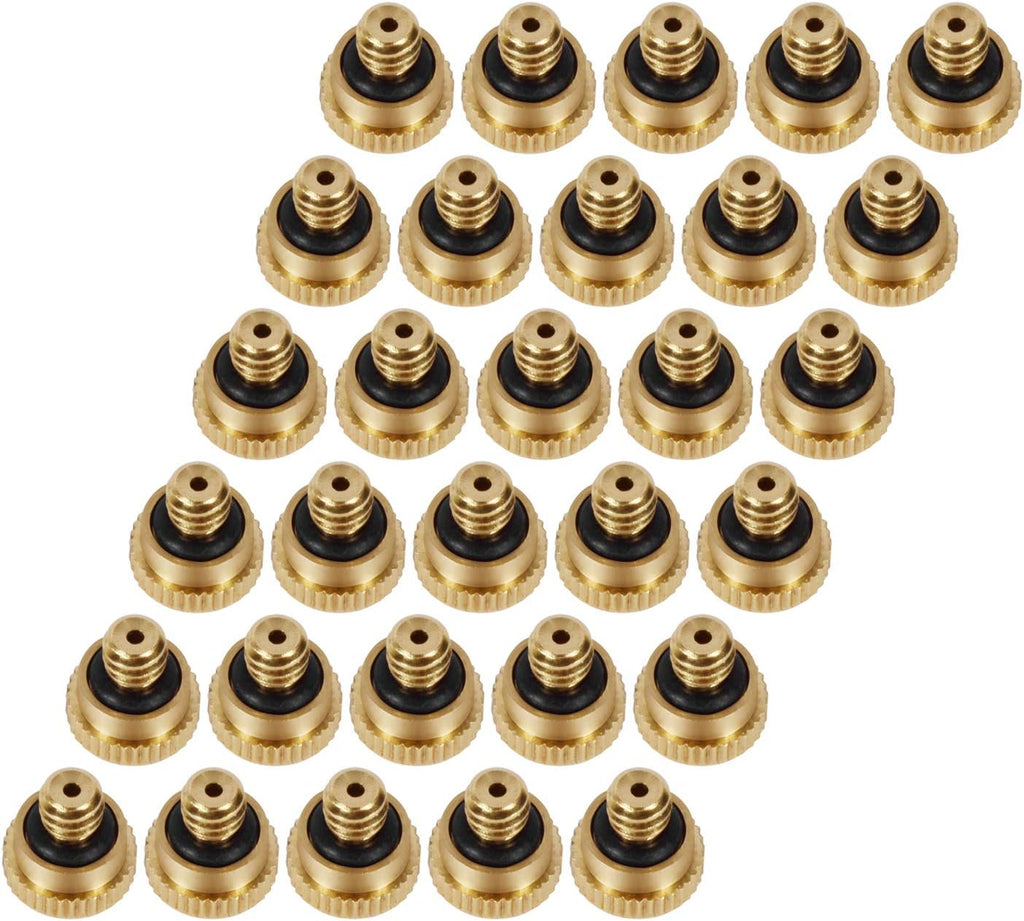 Brass Misting Nozzles 0.016" Orifice (0.4mm) 10/24 UNC, Water Mister Parts Fog Nozzles for Patio Misting System Outdoor Cooling System (30)