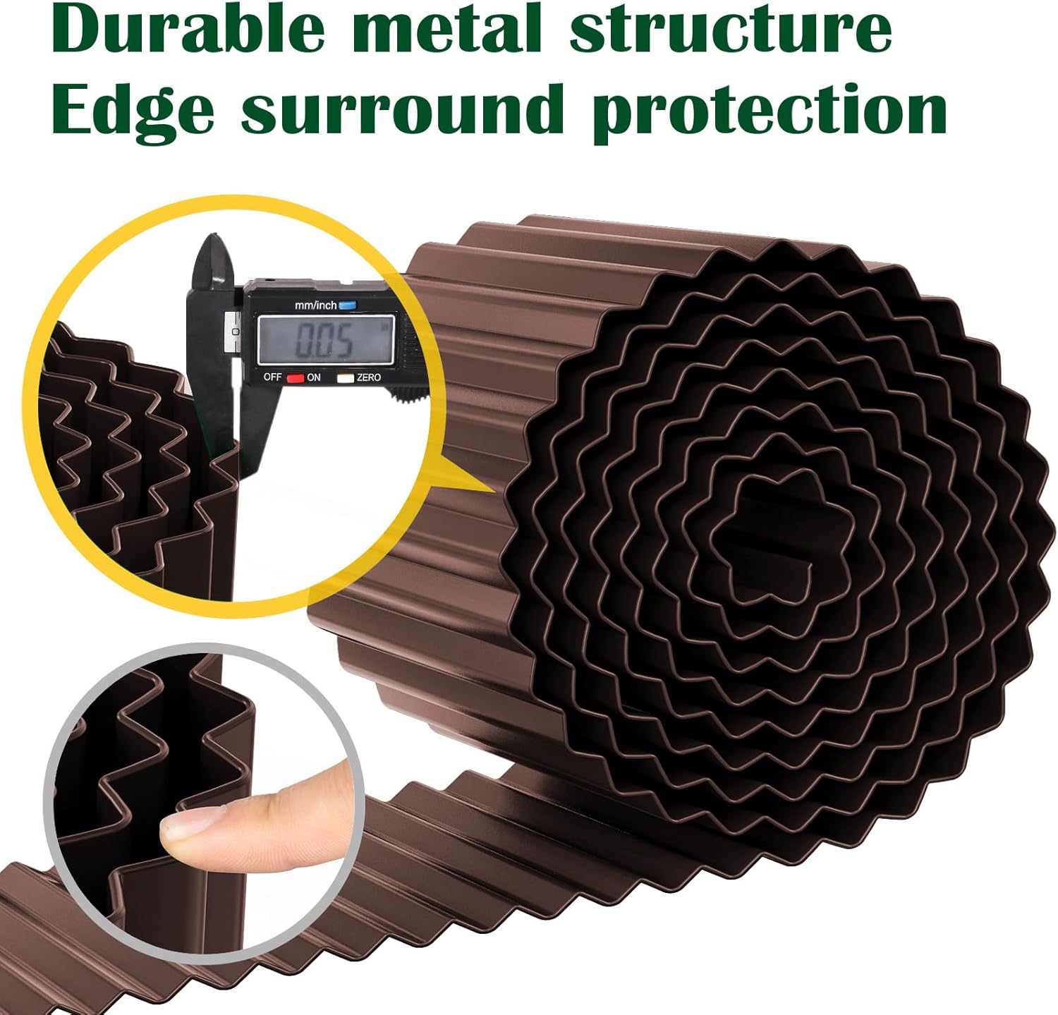 LAVEVE Corrugated Metal Garden Edging 8" x 20Ft, Landscape Edging Border for Lawn, Flower Bed, Garden Fence, Paver Edging (Brown)