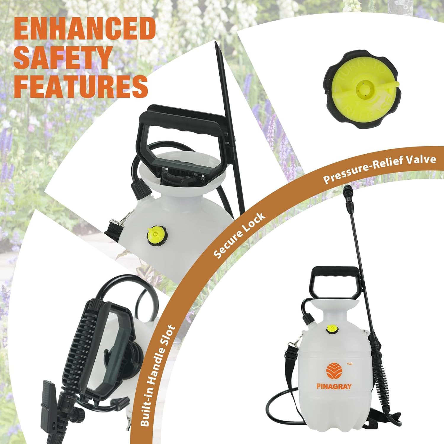 1 Gallon/3.78L Pressure Sprayer - Multi-Use Pump Mister for Garden, Lawn & Home with 2 Nozzles, Shoulder Strap & Gloves - Ideal as Weed, Plant & Water Sprayer