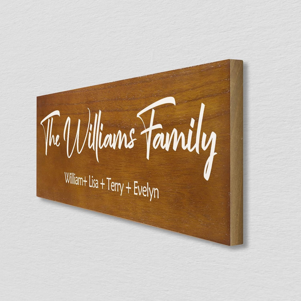 Bemaystar Personalized Family Name Wooden Sign, Family Established Sign, Home Gifts for housewarming, Wedding Gift, Mother's Day Gift, Rustic Farmhouse Decor Sign 16" x 6"