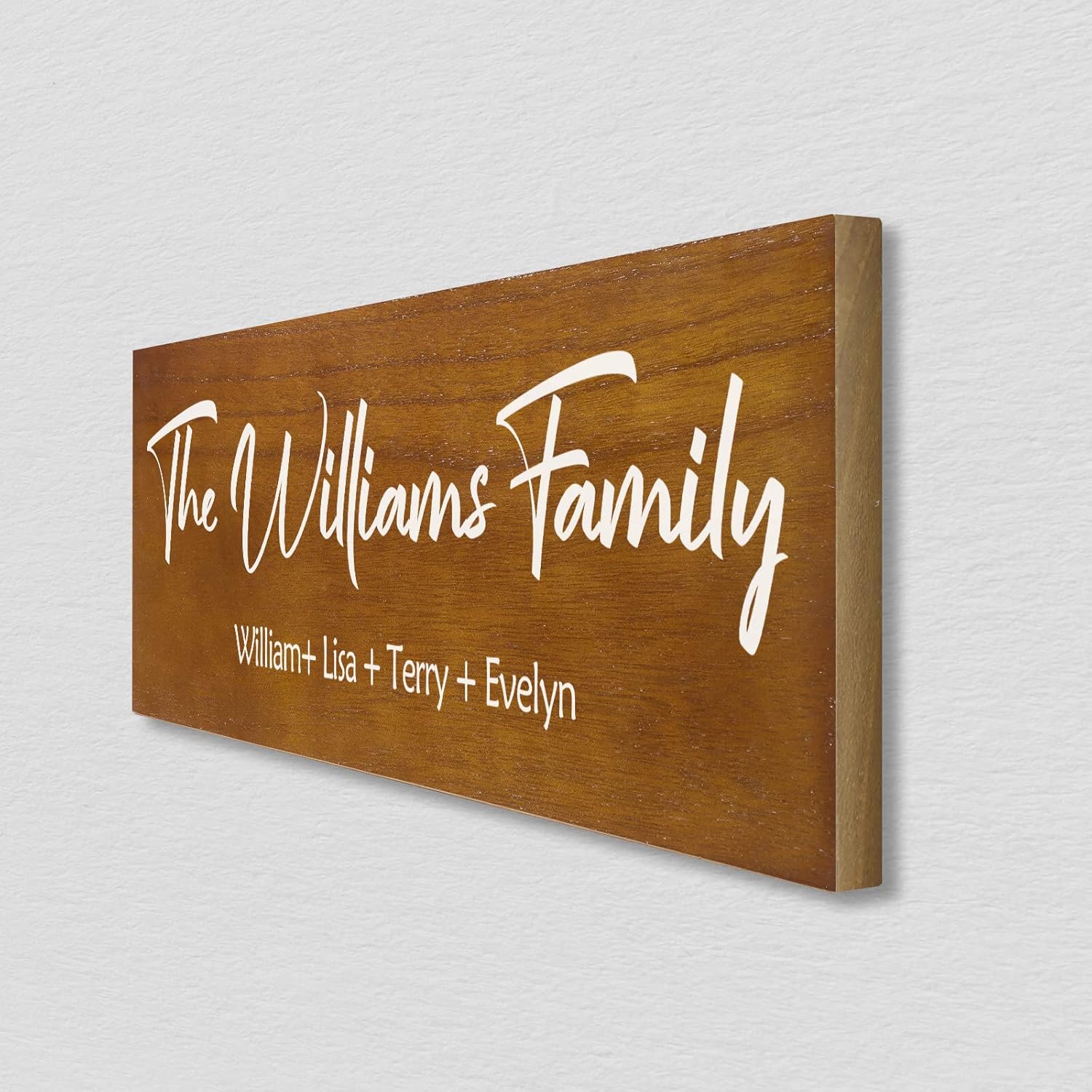 Bemaystar Personalized Family Name Wooden Sign, Family Established Sign, Home Gifts for housewarming, Wedding Gift, Mother's Day Gift, Rustic Farmhouse Decor Sign 16" x 6"