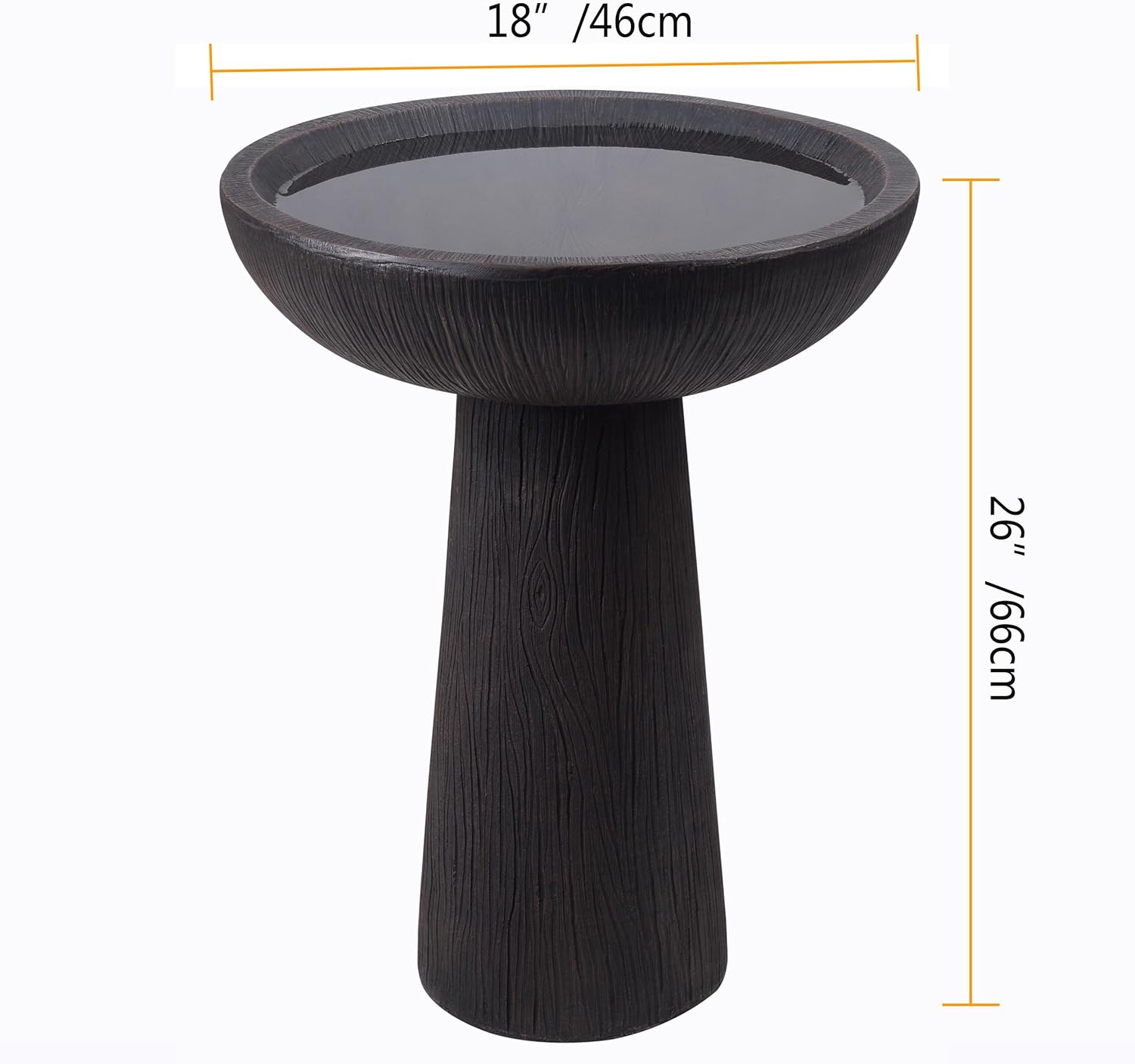 Bird Bath for Outdoor - 26'' Tall Resin Natural Wood Pattern Designt Birdbaths, Lightweight and Durable - Enhance Your Outside Garden with This Stunning Water Feature (Wood Grain)