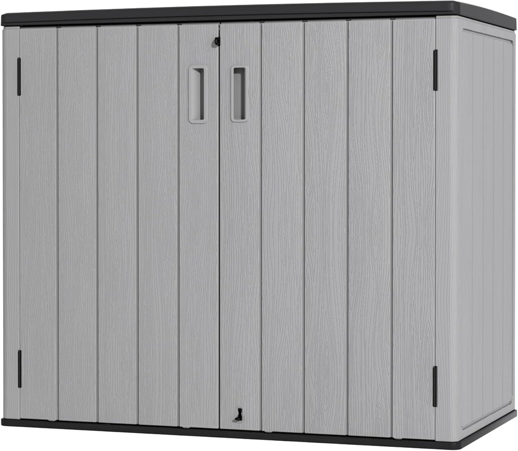 Large Outdoor Storage Box,Resin Sheds&Outdoor Storage Waterproof/Lockable,Outdoor Storage Cabinets for Balcony,Garage,Backyard (37Cu.ft-Pale Grey)