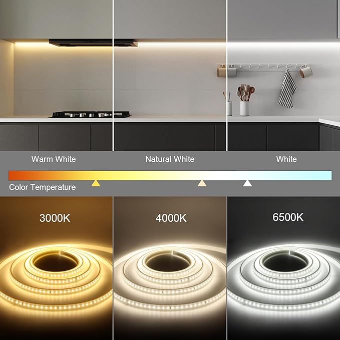 AIMENGTE LED Strip Lights Under Cabinet Lighting, Outdoor Led Lights Waterproof, AC 110V, 600LEDs, 3000k LED Rope Lights for Garden, Lawn, Kitchen Home Decor (16.4ft, Warm White)