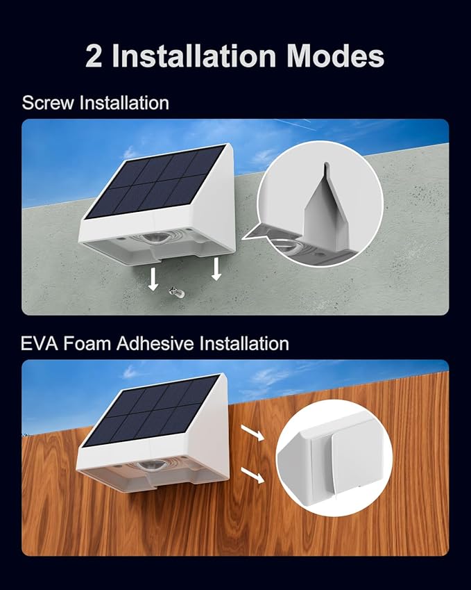 12 Pack Decorative Solar Powered Fence Lights Outdoor Waterproof with Warm White LED Spot Lens, for Outside Deck, Patio, Yard, Rail, Garage, Designed for Wall Lighting, Easy Install ( White Shell )