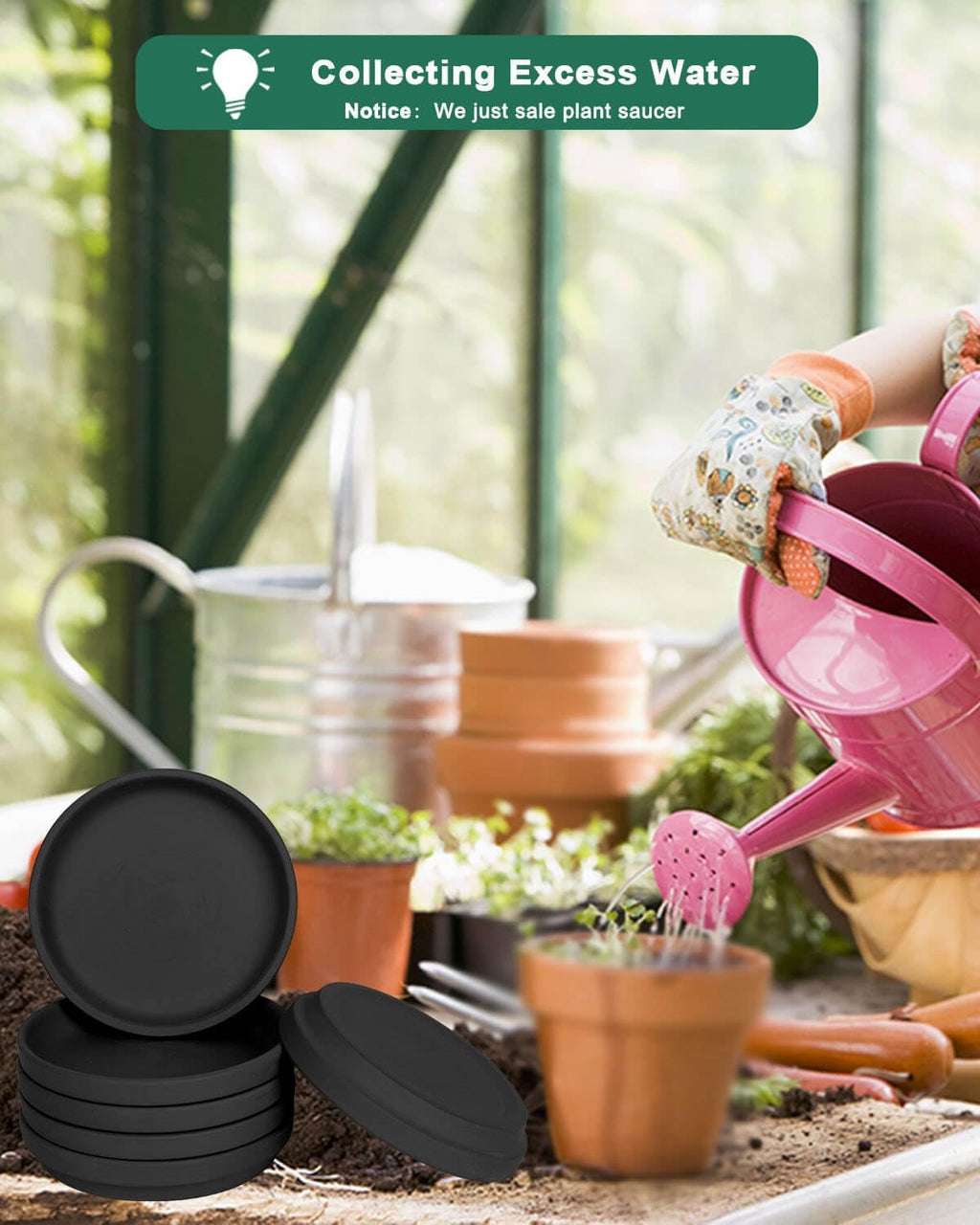 vensovo 4 Inch Black Terracotta Plant Saucer Pots Tray - 6 Pcs Round Planter Saucers for Indoor & Outdoor Plants, Small Clay Trays Perfect for 3 Inch 3.5 Inch 4 Inch Flower Pot