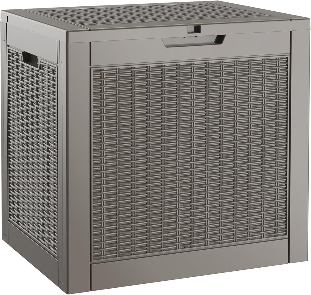 NUNU LAB Outdoor Storage Box, 33 Gallon Resin Deck Box Indoor and Outdoor Use, Waterproof Lockable Patio Storage Bin for Gardening Tools,Package Deliveries,Patio Cushions,UV Resistant,Grey
