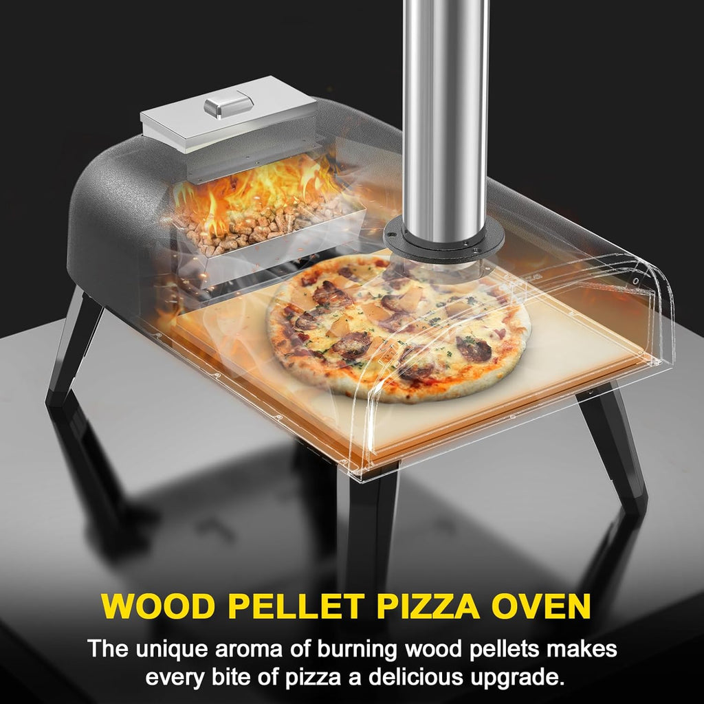 Pizza Oven Outdoor 12" Wood Fired Pizza Ovens Pellet Pizza Stove for outside, Portable Stainless Steel Pizza Oven for Backyard Pizza Oven