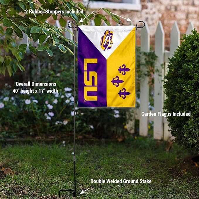 College Flags & Banners Co. Louisiana State LSU Tigers Acadian Garden Flag with Pole Stand Holder