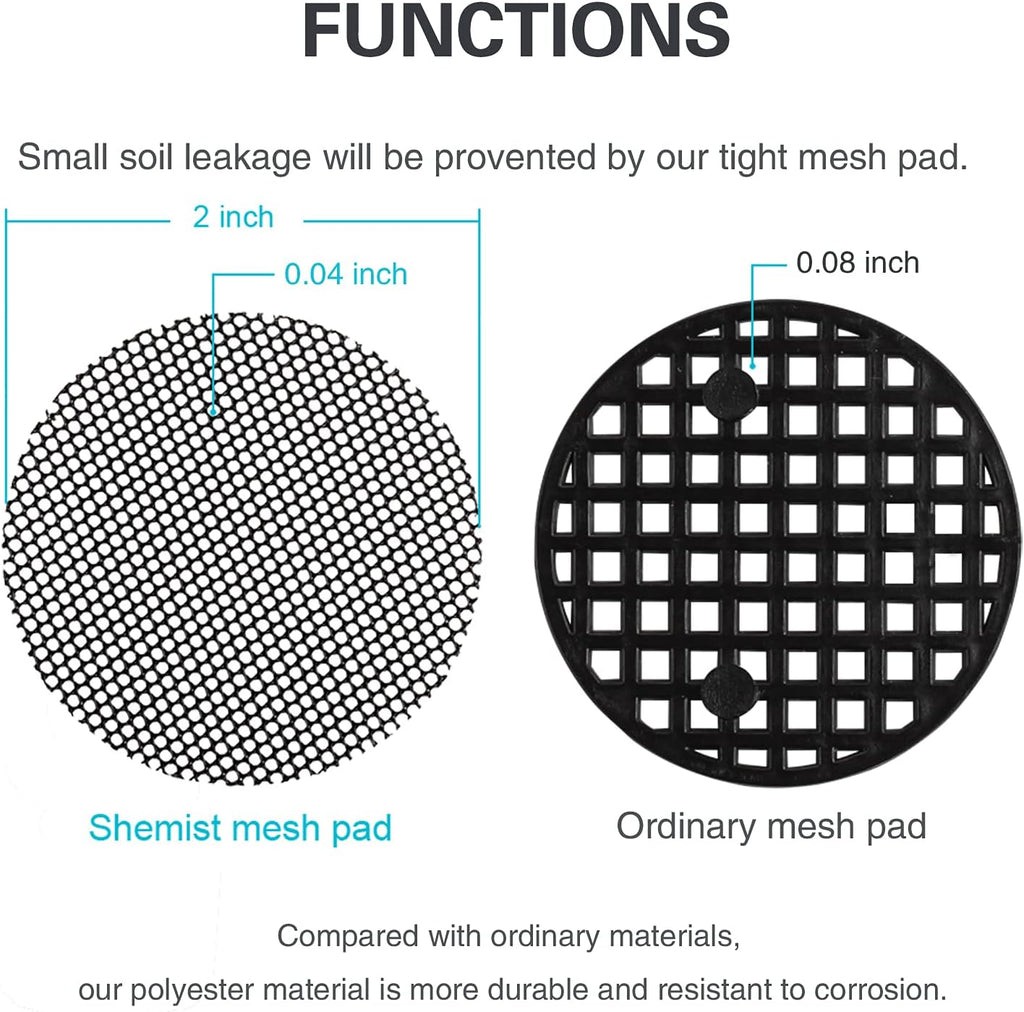 100PCS Bonsai Pot Bottom Grid Mat Mesh, Plant Drainage Screens Gasket, Round Drainage Mesh Hole Screens Keep Soil from Flowing Away, 2 Inch