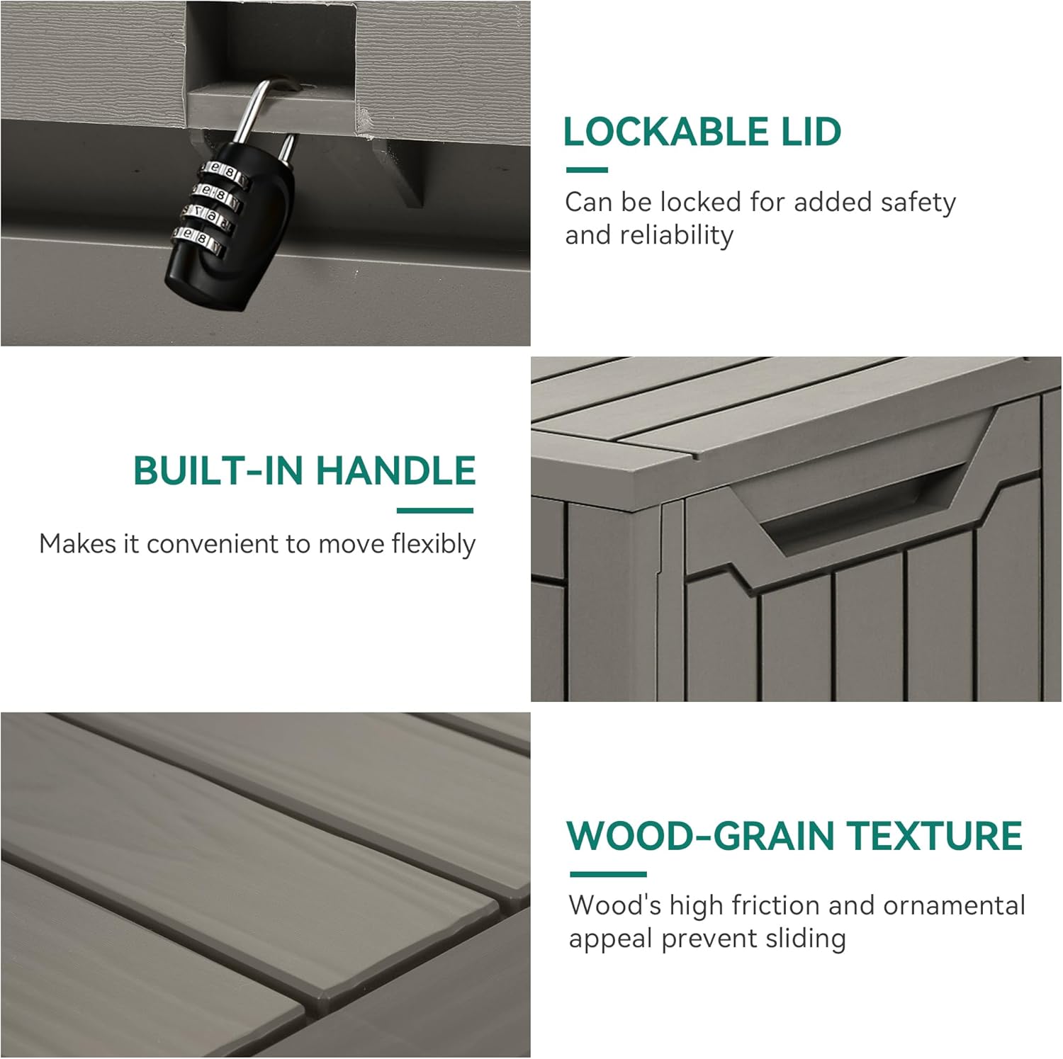 YITAHOME 80 Gallon Resin Deck Box, Outdoor Lockable Storage Box for Patio Furniture, Waterproof Patio Deck Box for Cushions, Pool Supplies, Sports Equipment and Garden Tools, Taupe