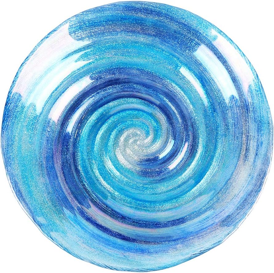 MUMTOP Outdoor Glass Birdbath with Metal Stand for Lawn Yard Garden Decor,18” Dia/21.65 Height