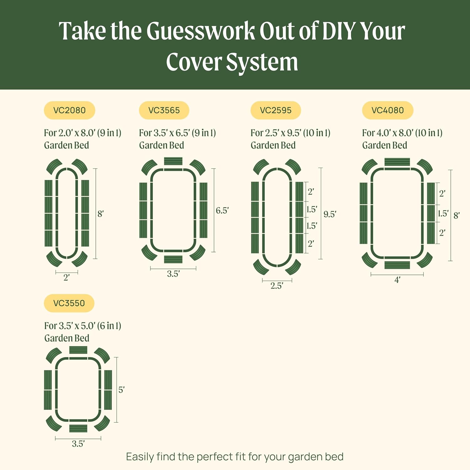 Vego garden Cover System for 2.0' x 3.5' Kids Garden Bed