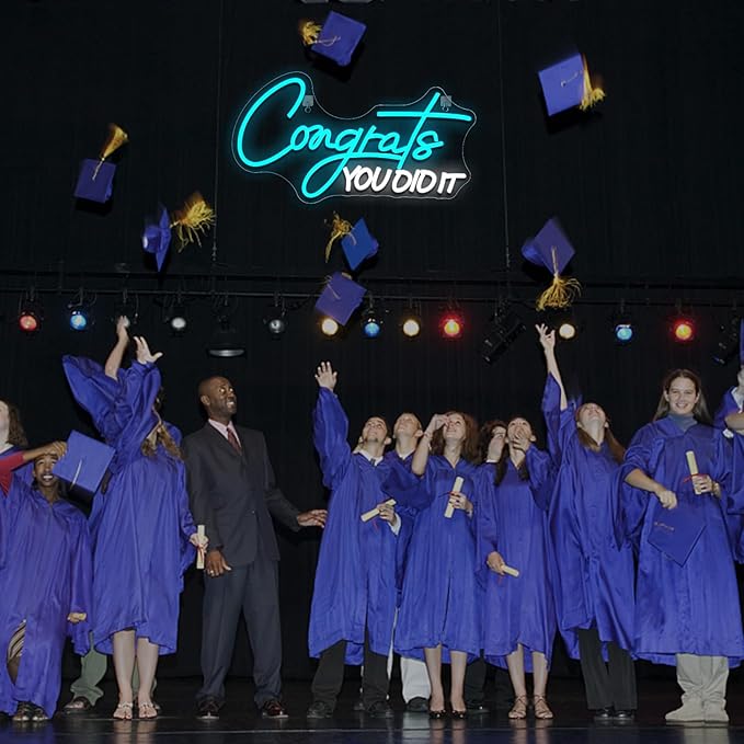 WLHOPE Congrats Grad Neon Sign for 2025 Graduation Decorations LED Neon Light Decor for Graduation Party Gift, Adjustable Congrats Led Sign for Class Room Dorm Backdrop