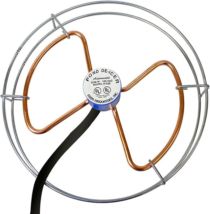 Farm Innovators 1500 Watt Cast Aluminum Submergible Water Tank Deicer, with Self Regulating Thermostat and Anti Chew Cord Protector, 2 Pack