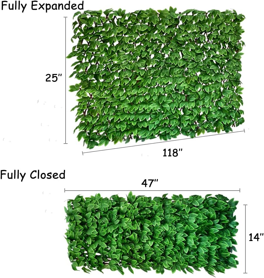 Expandable Fence Privacy Screen for Balcony Patio Outdoor,Decorative Faux Ivy Fencing Panel,Artificial Hedges (Single Sided Leaves) (2, Peony Leaf)