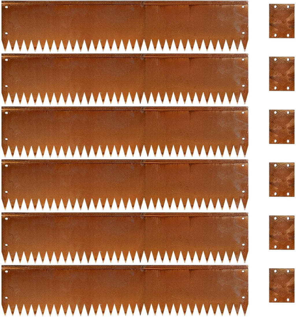 Cor Ten Steel Garden Metal Landscape Edging 40 inch with Top Bending Protection Pre-Rusted Cor Ten Steel Garden Edging 6 Pack Edge for Lawn Yard (10 inch-180 Degree Bend, Rusted)