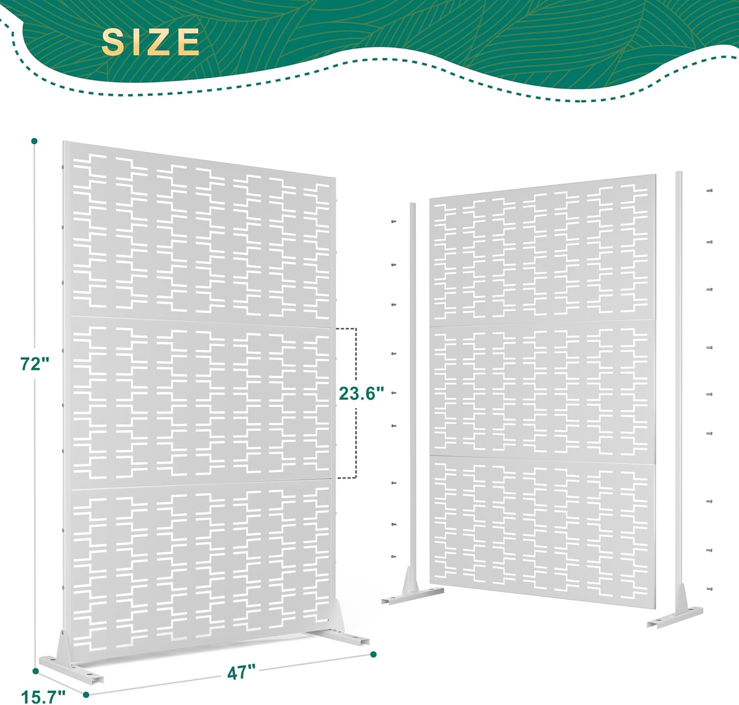 72" H×47" W Metal Privacy Screen Outdoor Privacy Screen Freestanding, Outdoor Privacy Screens and Panels for Patio Lawn Deck(Consists of 3 Panels)