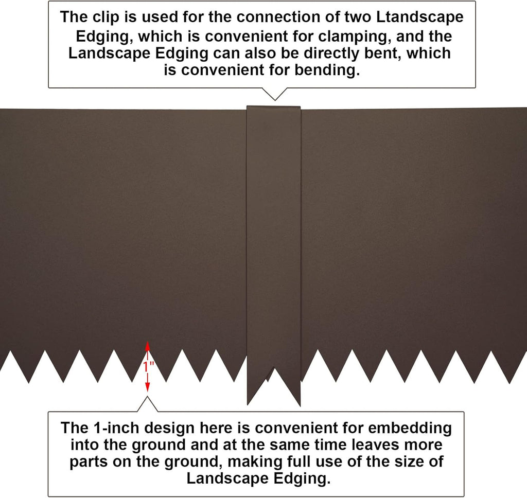 40" L x 6" H Metal Landscape Edging, Heavy Duty Galvanized Steel Garden Edging,6 Pack Steel Landscape Edging with Clips for Lawn, Flower Bed, Yard (Brown)