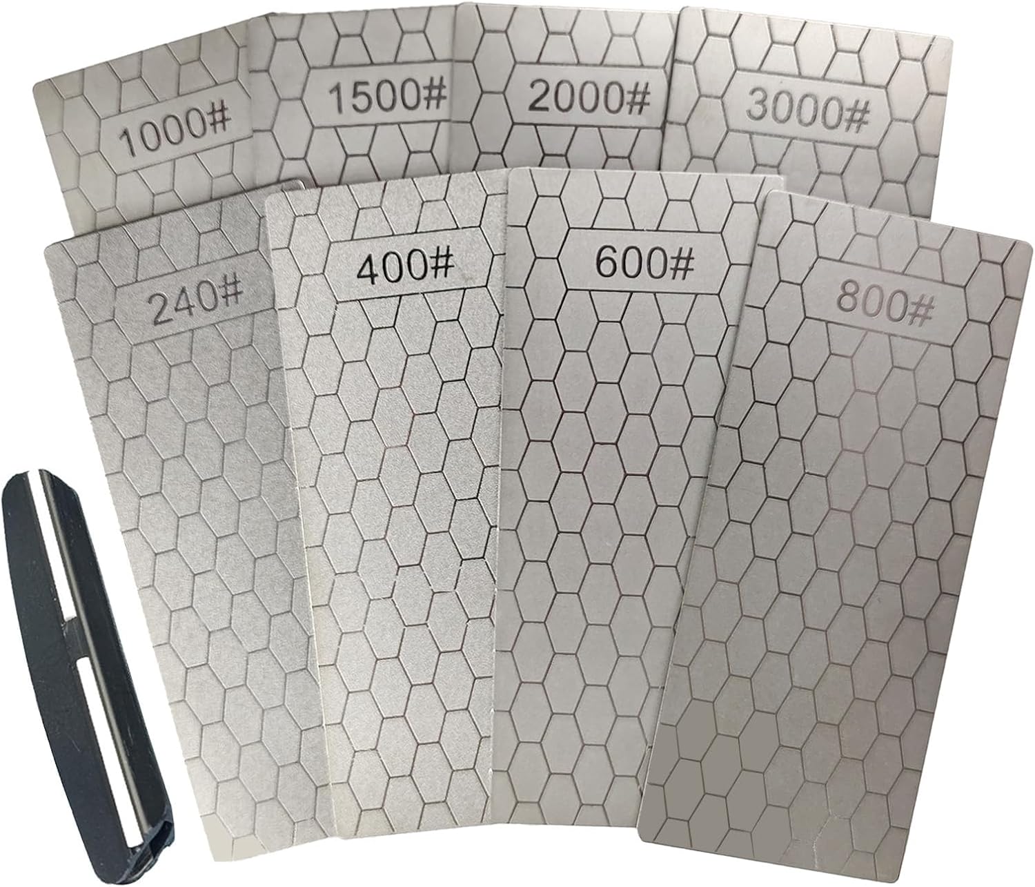 Diamond Sharpening Stone Set,8 Pcs Diamond Lapping Plate Coarse/Medium/Fine Grit Sharpener,240/400/600/800/1000/1500/2000/3000 Grit，Perfect Assistance Sharpener Angle Guide