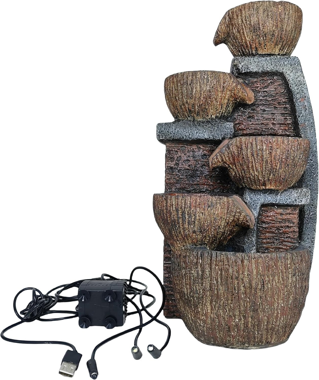 Indoor Desktop Fountain, LED Light Layered Rock Water Waterfall Fountain, 13.77 x 5.51 x 6.69 in, Indoor Desktop Decoration, Quiet and Relaxing Indoor Water Feature Decoration