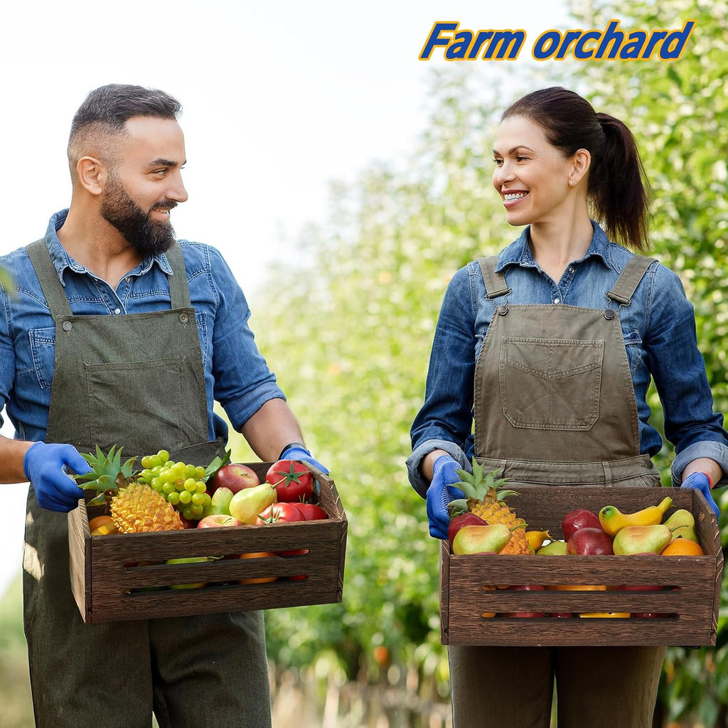 ELONG HOME Wooden Crate, 2 Pack Fast Assemble Rustic Wooden Crates for Storage, Decorative Farmhouse Wooden Crate Basket, Vintage Wood Crates Display for Fruits and Vegetables