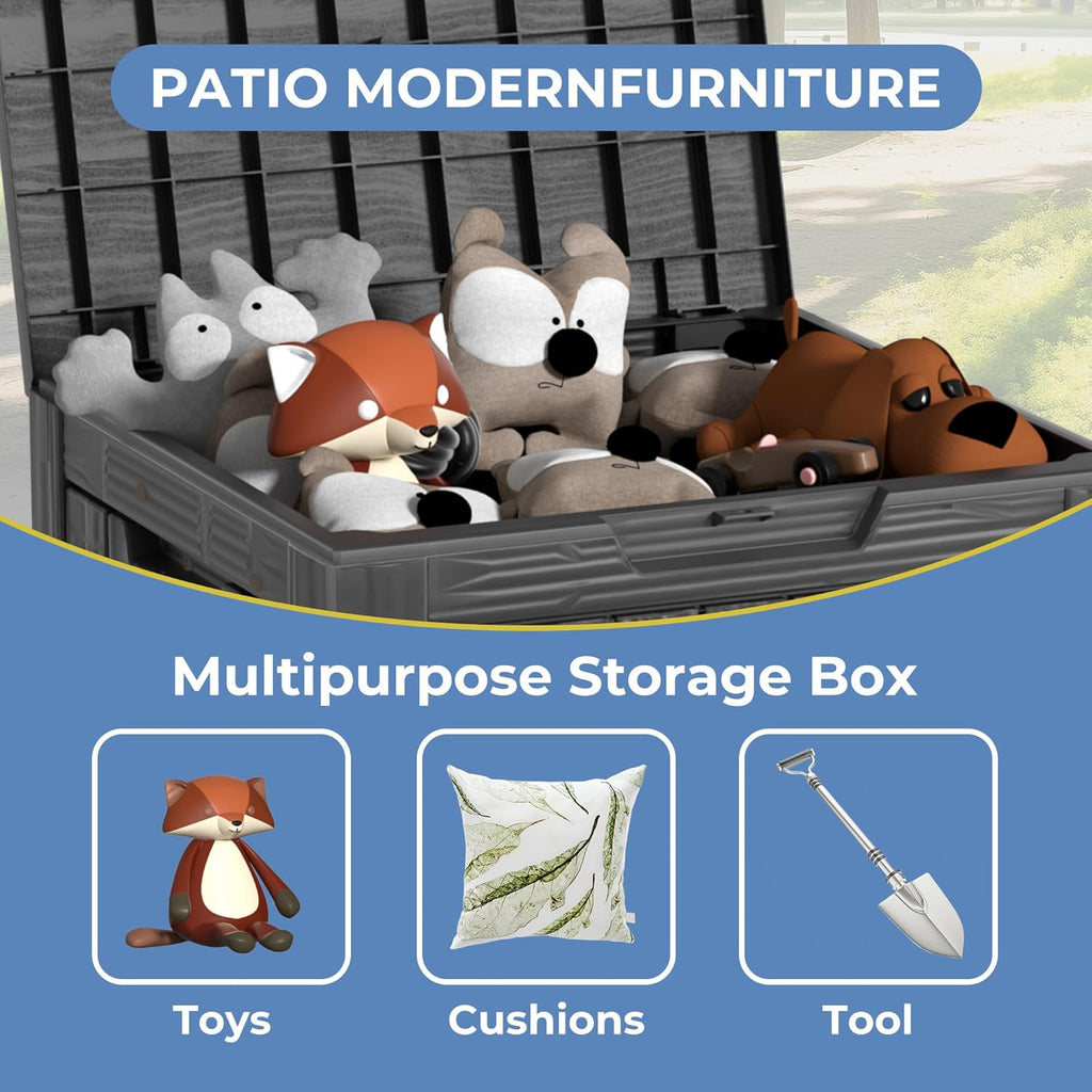 30 Gallon Black Resin Deck Box - Lockable, Waterproof Outdoor Storage for Patio Cushions, Garden Tools & Package Delivery - UV-Resistant Utility Container for Porches, Balconies