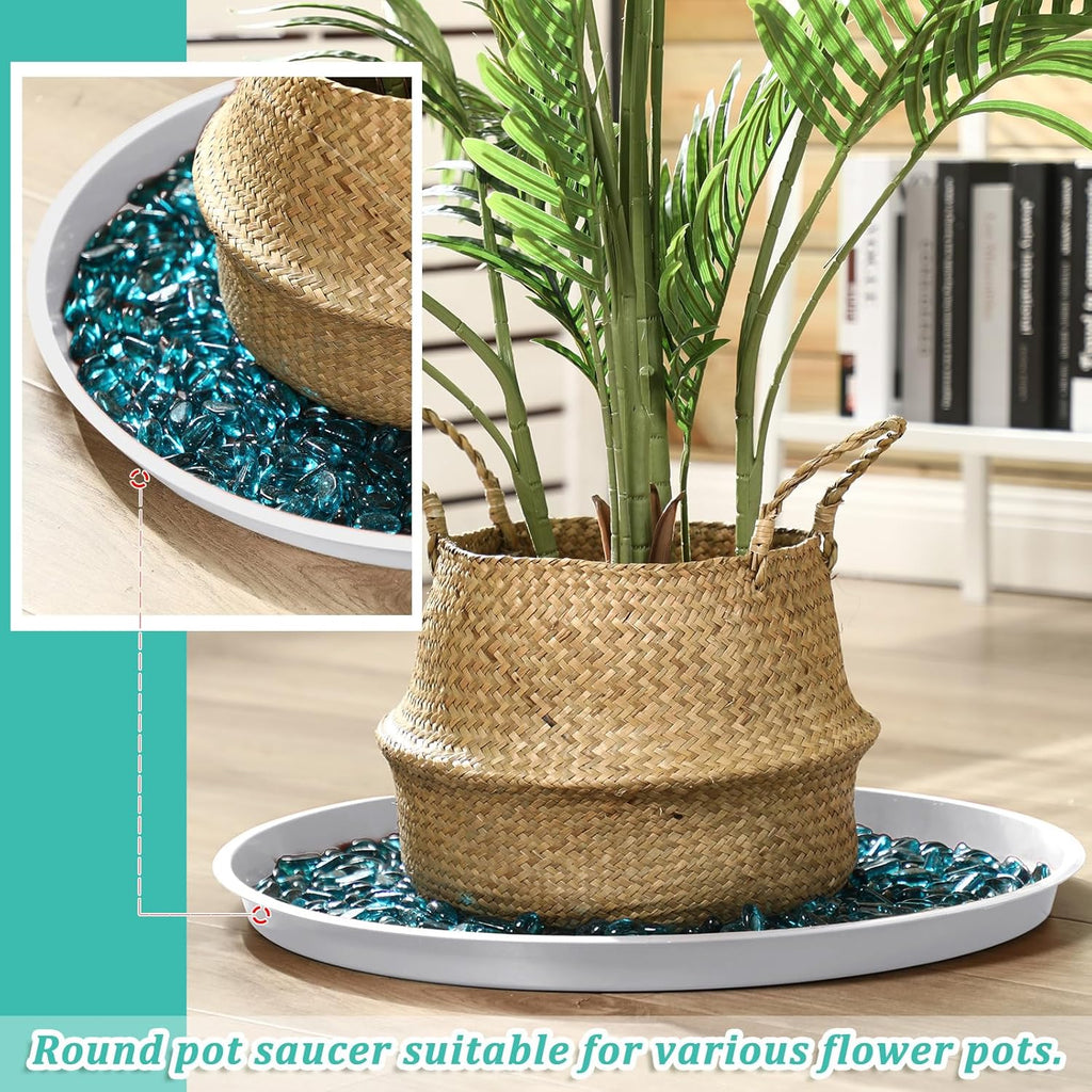 Eccliy 6 Pack Plastic Plant Saucer Heavy Duty Planter Saucers Large Plant Pot Saucers Plastic Water Trays for Indoors and Outdoors Flower Plant Plant Drip (White,23 Inch)