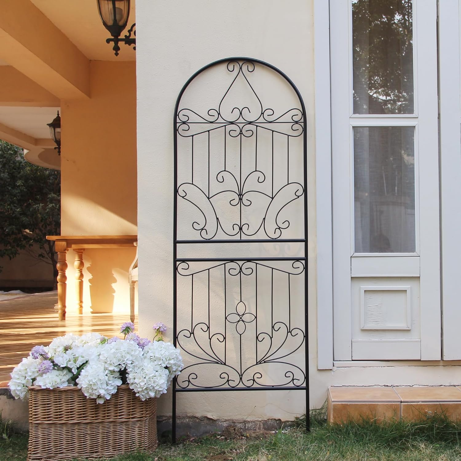 SCENDOR Trellis for Climbing Plants 70.8" H x 24.5" W Metal Iron Outdoor Wall Panel for Vines Flowers Elegant Garden Accent Decorative Structure 1 Pack