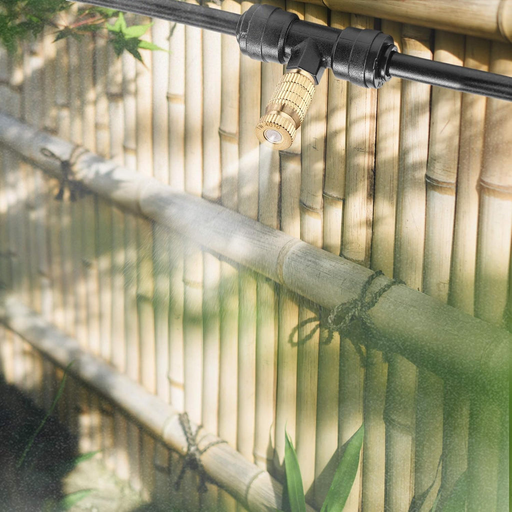 Mornajina 20Packs Brass Misting Nozzles for Outdoor Cooling System, Misting System Heads Sprayer 0.020" (0.5 mm) 10-24 UNC, High Pressure