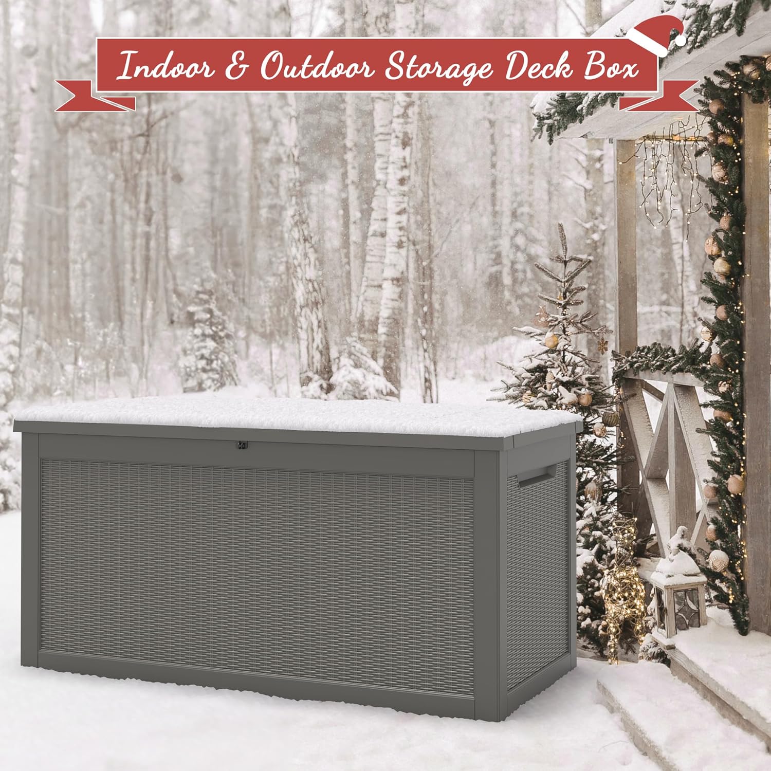 NUNU LAB 260 Gallon Outdoor Storage Box,Resin Large Sturdy Deck Box, Backyard Outside Storage Box Waterproof with Double Wall Panels,Package Delivery Garden Outdoor Hose Storage Bin