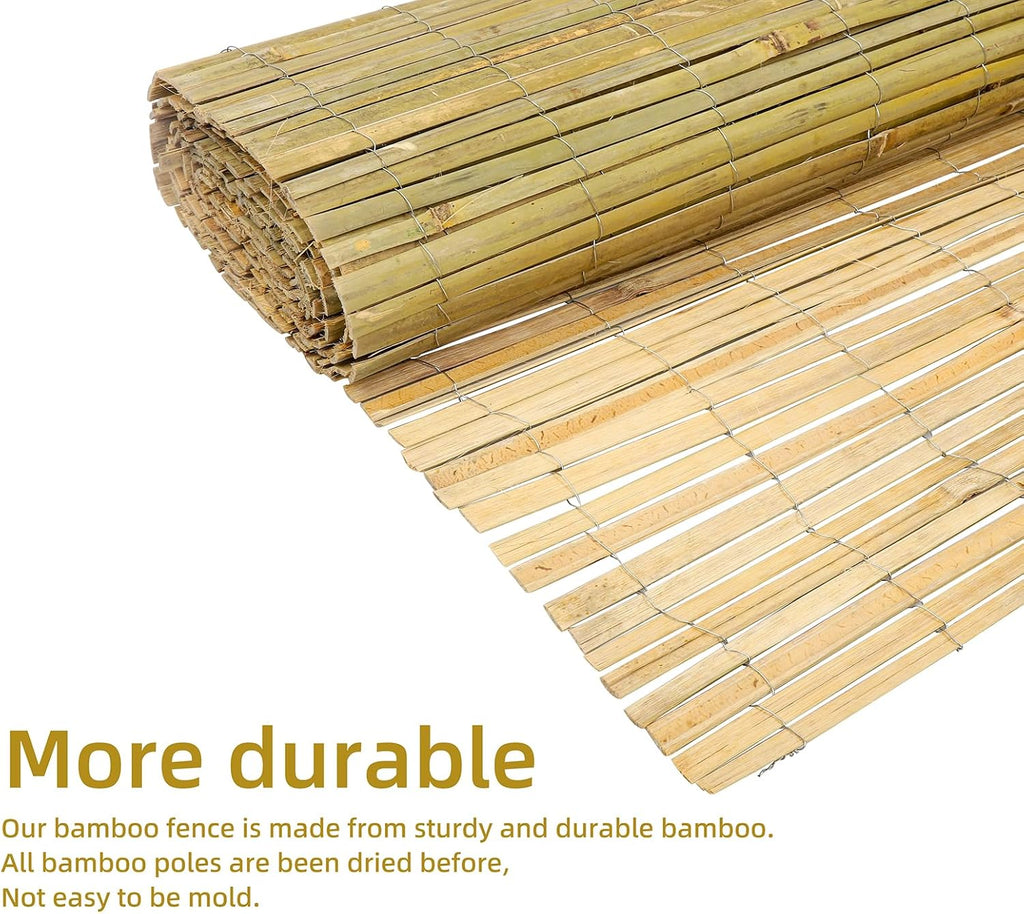 Natural Bamboo Slat Screening,4FT x 13FT Bamboo Fence Panel for Garden Privacy Fence Screen for Indoor or Outdoor(1.2m*4m Approx)