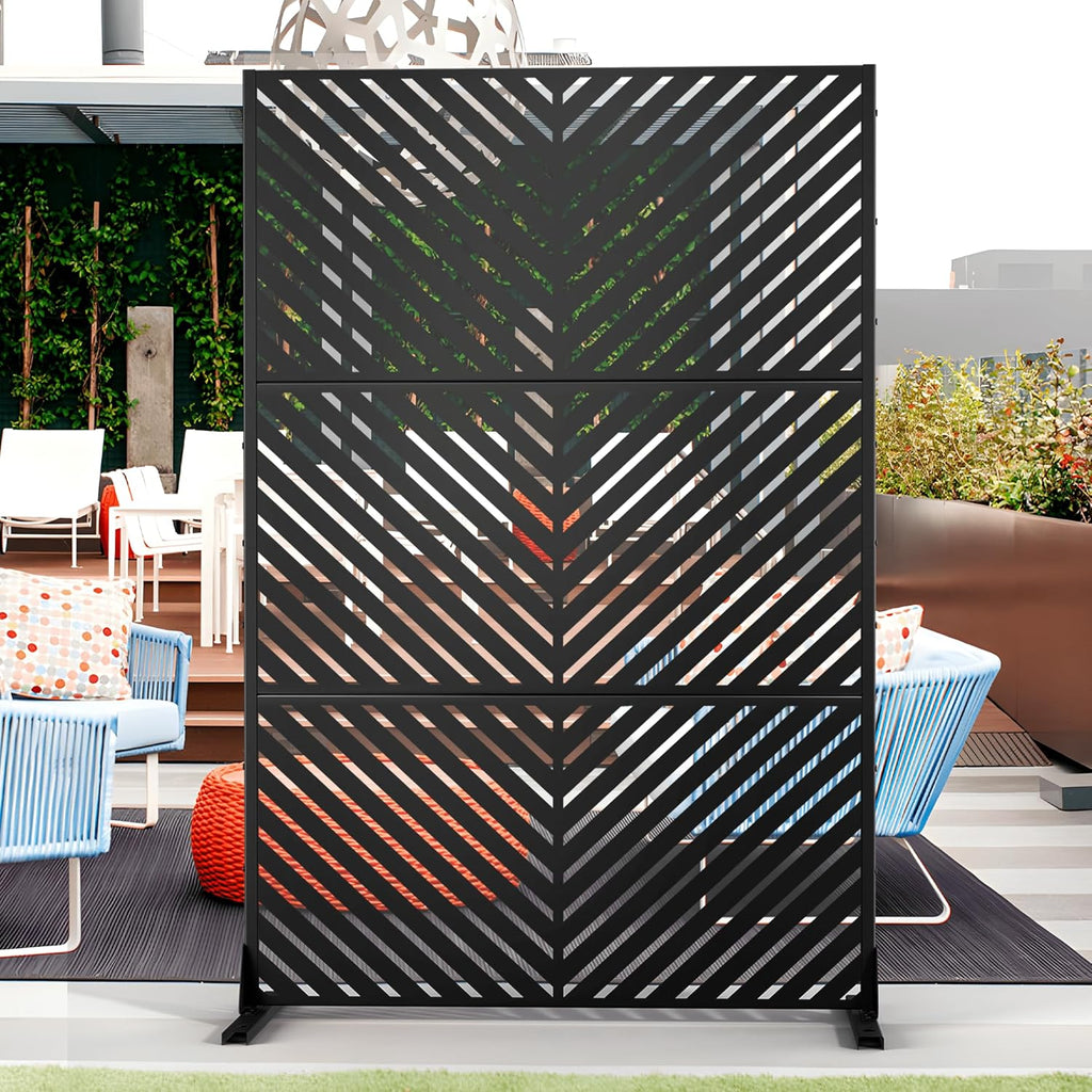 Outdoor Privacy Screen,72" H×47" W Metal Privacy Screen, Freestanding Privacy Fence Panels for Patio