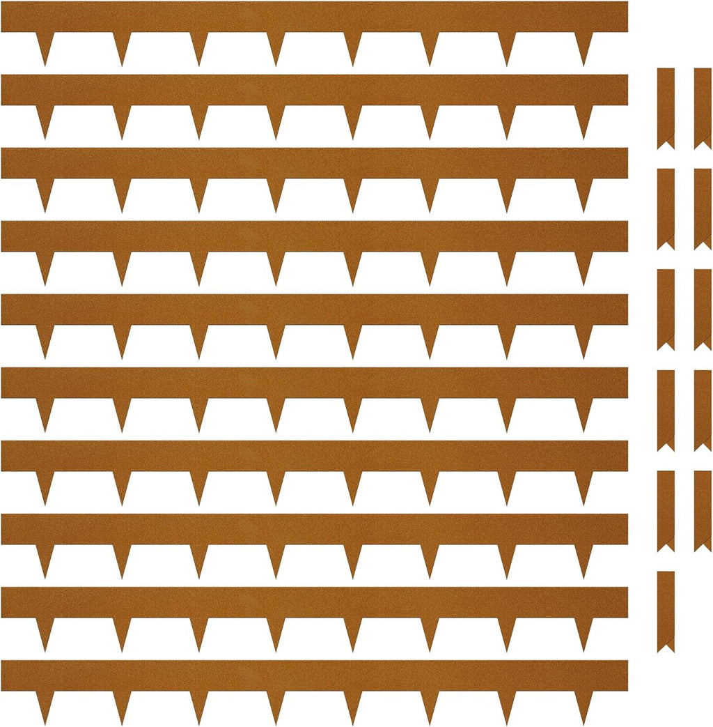 KOL Weather Resistant Steel Flexible Garden Lawn Edging, 10-Pack Pre-Rusted Metal Landscape Edging Strips - Heavy Duty Hammer-in Border with 11 Clips - 16-Gauge - 40" L x 4.5" H (33FT Total Length)