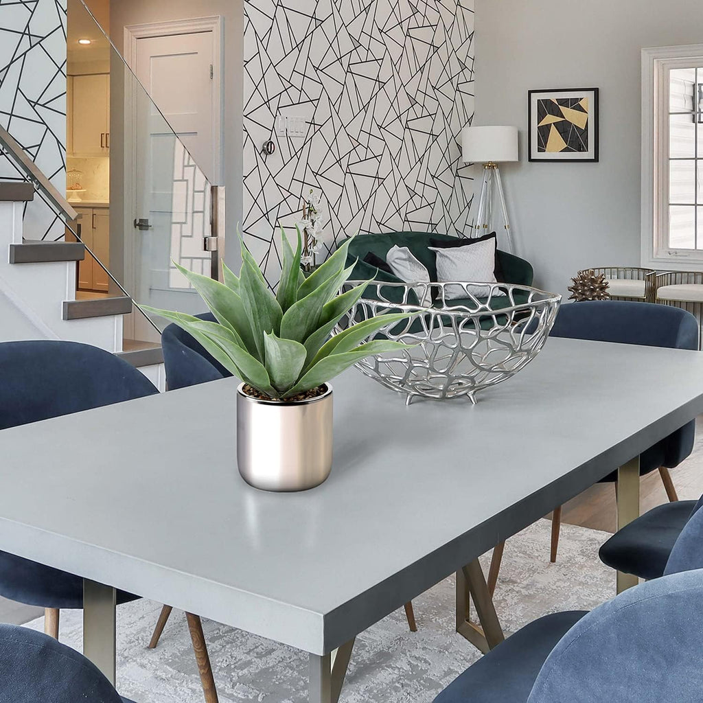 Large Agave Plant Artificial Succulent 13" Fake Aloe Vera Plant in Pot Faux Agave Plants Realistic Artificial Potted Plants for Living Room Table Bathroom Shelf Office Desk Home Indoor Decor (Silver)