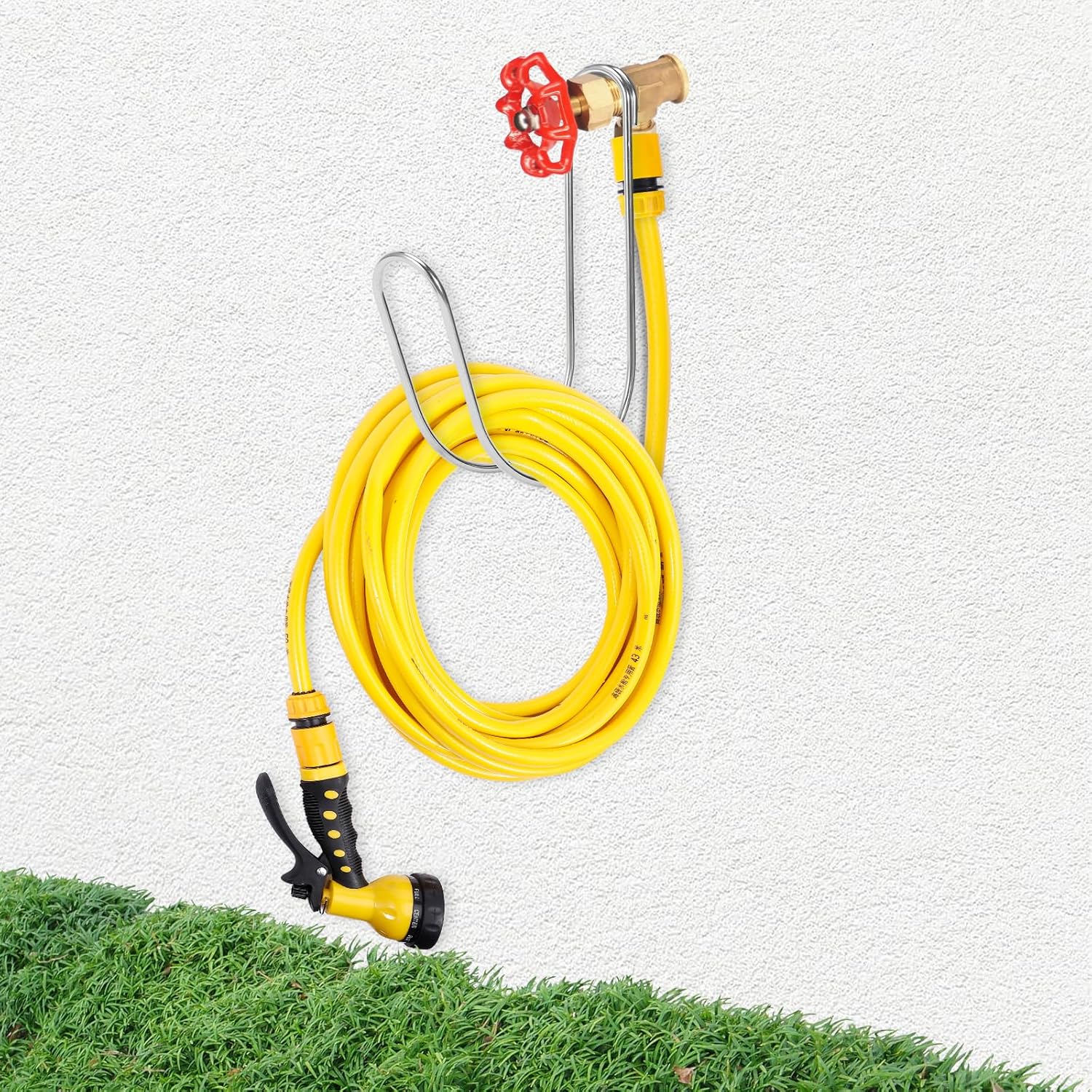 Garden Hose Holder Water Hose Storage Hook Hose Hanger,304Stainless Steel Solid Hose Hook Holds Up to 50Ft Hose Perfect for Garage, Garden, Tool Room(Chrome 1pcs)