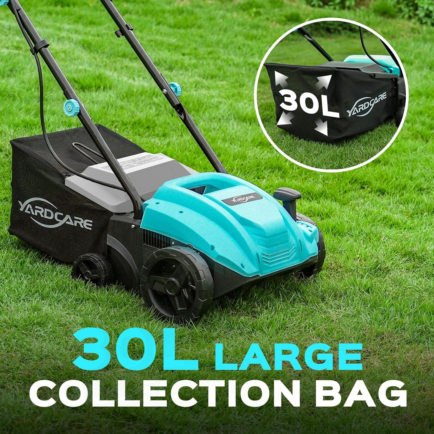 2-in-1 Electric Dethatcher & Scarifier, 13-Inch Electric Lawn Dethatcher with 4-Position Depth Adjustment, 8 gal Thatch Bag, Gray