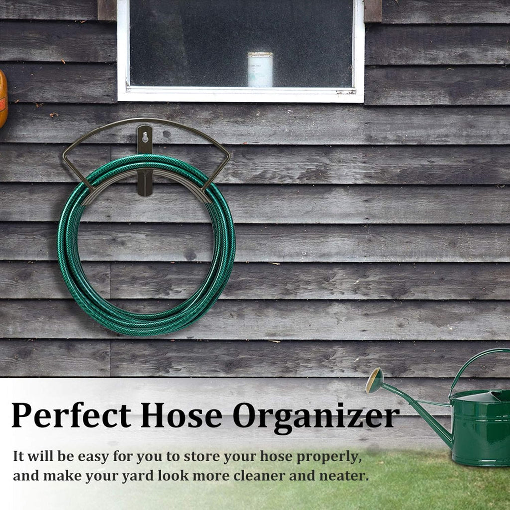 Eastrans Wall Mounted Garden Hose Holder Hold 125ft 3/4" Hose, Durable and Heavy Duty Rust-Free Hose Hanger for Water Hose, Keep Your Backyard Neat and Clean,Brown
