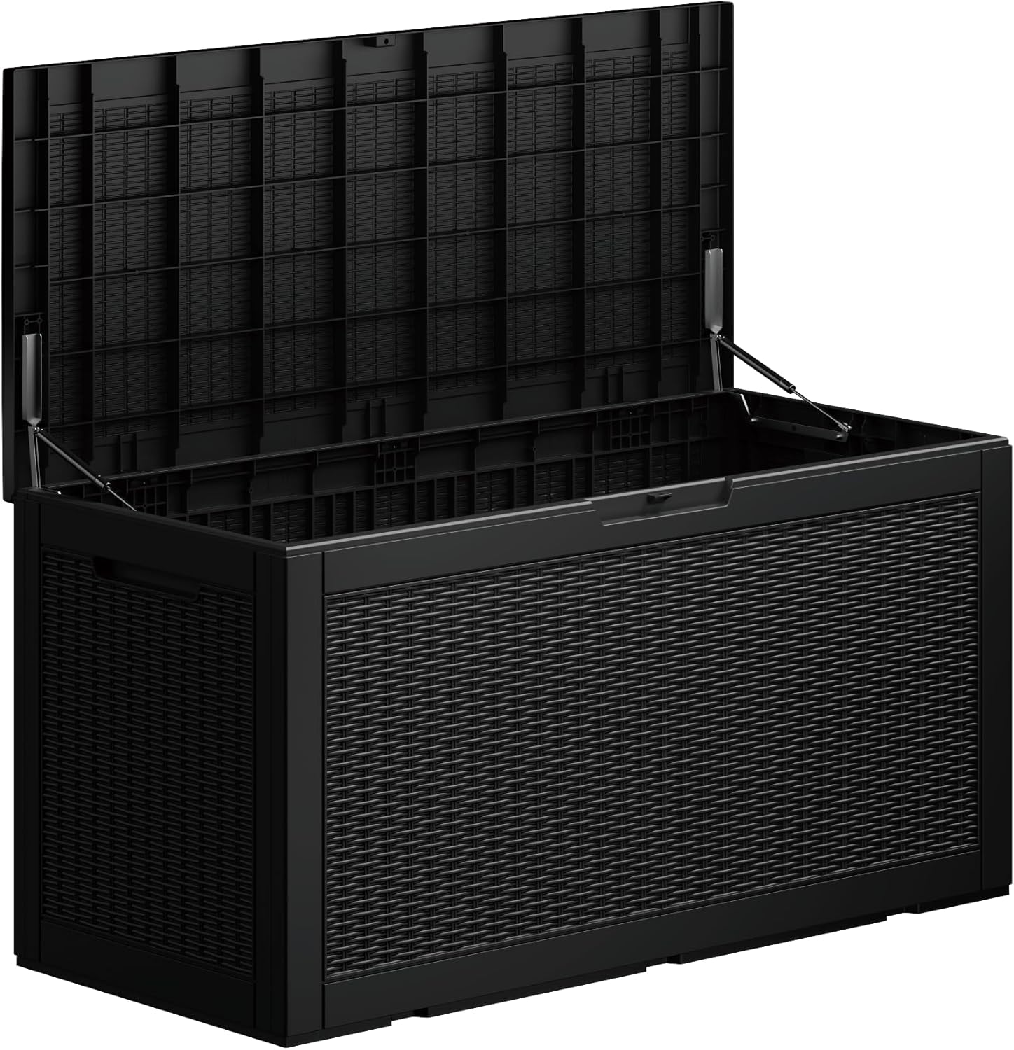 100 Gallon Deck Box, Resin Outdoor Indoor Waterproof Storage Box, Lockable Storage Box With Handle for Patio Furniture - Garden Tools - Swimming Pool Tools UV-Resistant, Black